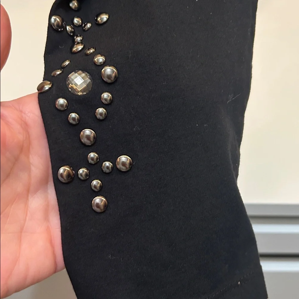 Vintage XL side embellished full length black leggings by Allen B. - Picture 4 of 6